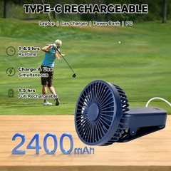 Rechargeable Magnetic Golf Cart Clip-On Fan Portable 3-Speed Mini Cooling Fans