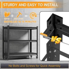 3-Tier Heavy Duty Metal Shelving Unit Garage Shelves Utility Rack Adjustable