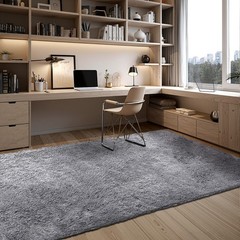 VEVOR Indoor Plush Area Rug 8 x 10ft Grey Plush Carpet for Living Room Bedroom