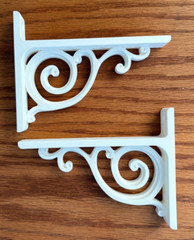 2 Decorative White Shelving Brackets 5 in X 6.5 in Durable Strong Elegant Sturdy