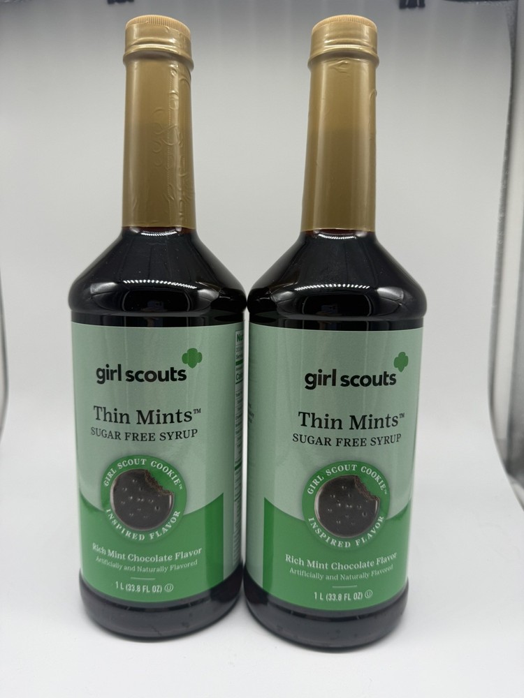 2 Pack of Girl Scouts Thin Mints™ Sugar-Free Syrup | Large 1 Liter Bottle
