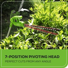 Greenworks 40V 8″ Pole Saw with 20″ Hedge Trimmer Attachment, Max Reach 11Ft