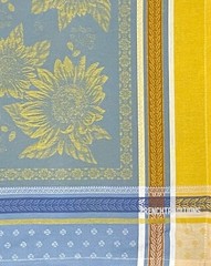 French Provencal Jacquard Woven Dish/Tea towel Blue Sunflowers Made in France