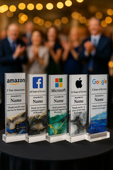 Custom Acrylic Trophy – Engraved Award Plaque for Employee or Company Anniversar