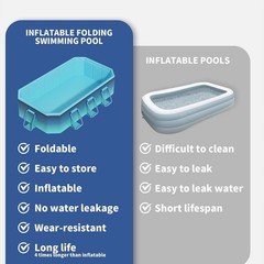 Foldable Pool, Non-Inflatable Kids’ and Adults’ Outdoor Swimming Pool, Large