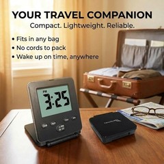 Digital Travel Alarm Clock – No Bells, Whistles, Simple 7 x 8 cm, Black