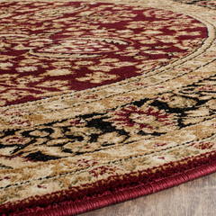 Lyndhurst 10′ Round Area Rug – Red & Black, Traditional, Easy Care, Non-Shedding