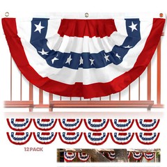 Anley 12 Pcs USA Pleated Fan Flag 1.5×3 Ft American US Bunting Flags Fan Banner