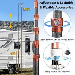 Zelvoro Upgraded Telescopic Flagpole Anti-Break Tube Thickened Tire Bracket