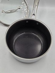 Hexclad Hybrid Non Stick Pot Stainless Steel Saucepan 3-Quart – With Lid