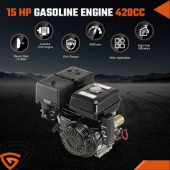 15HP 420cc Gasoline Electric Start Engine Motor Horizontal 4-Stroke Rototiller