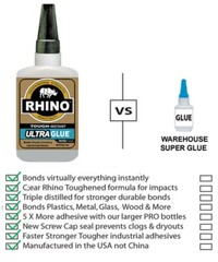 Rhino Glue Medium Thick Gel, Heavy Duty 40 Gram Clear