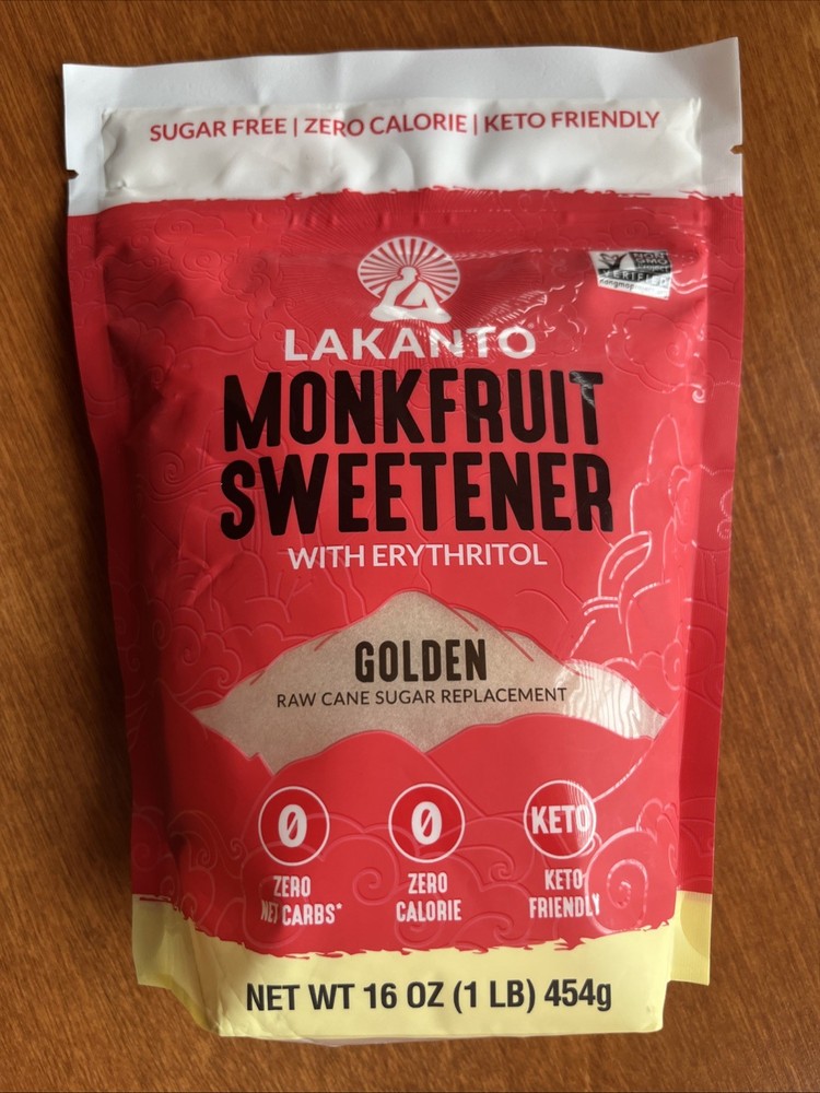LAKANTO Golden Monkfruit Sweetener 16 oz Bag | Zero Calorie | New Sealed
