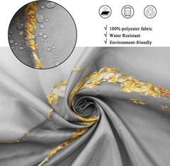 Grey Modern Abstract Shower Curtain, Grey Mix Gold Ombre Marble Texture Luxury B