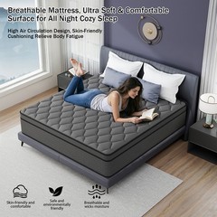 8″ 12″ 14″ Mattress Gel Memory Foam Pocket Spring Twin Full Queen King In A Box