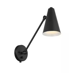 KICHLER Sylvia 19.75 in. 1-Light Black Office Indoor Wall Sconce Light