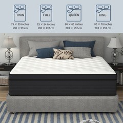 10″ 12″ 14″ Gel Memory Foam Spring Hybrid Mattress Twin Full Queen King In a Box