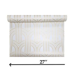 Broadway Arches arthouse trellis lines white yellow gold metallic Wallpaper roll
