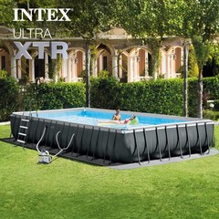 Intex 32′ x 16′ x 52″ Ultra XTR Rectangular Above Ground Pool, Gray (Open Box)