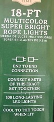 18 ft Multicolor Super Bright LED Rope Christmas Lights Holiday Time NEW in Box!