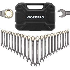 WORKPRO 22PC Ratcheting Wrench Set Metric 6-18mm&SAE 1/4-3/4″ Combination Wrench