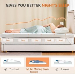 Memory Foam Mattress Topper Full with Removable Soft Cover Cooling Toppers Pad