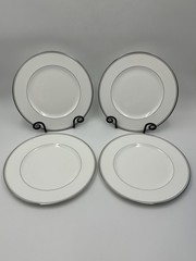 Waterford Fine China Kilbarry Platinum 10 3/4” Dinner Plates Set 4 White Japan