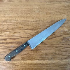 F. Dick 1447 Slicing Knife Vintage Handmade Germany 10.25 Inch Blade Wood Handle