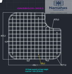 Sink bottom grid compatible with Franke GN20-36S custom made for GNX110-20