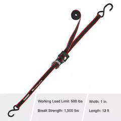 12 ft. x 1 in. Ratchet Tie-Down Straps with S-Hook (4-Pack)
