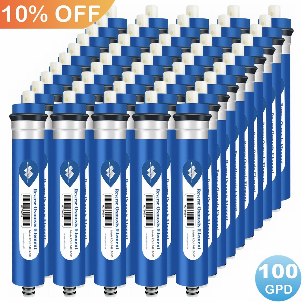50 Pack 100 GPD RO Membrane Under Sink Reverse Osmosis Water Filter Replacement
