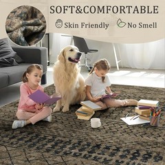 2×6 Machine Washable Runner Rug, Kitchen Hallway Area Rug Brown Black Vintage