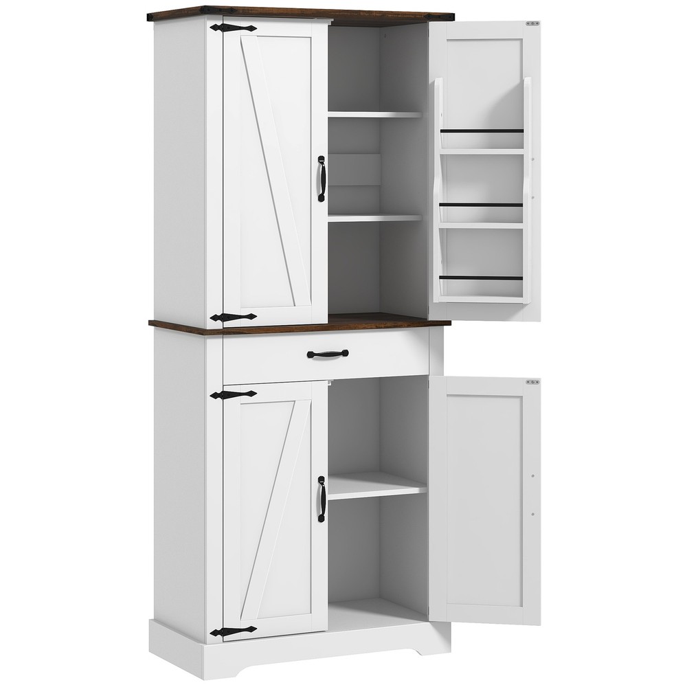 HOMCOM 71″ Farmhouse Pantry Cabinet w/ Drawer White, Refurbished
