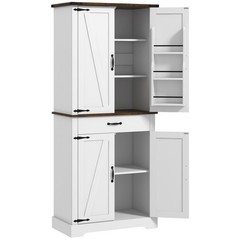 HOMCOM 71″ Farmhouse Pantry Cabinet w/ Drawer White, Refurbished