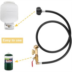 1LB To 20LB Propane Refill Adapter Extension Hose With Gauge On-Off Control 40”