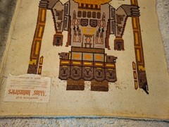 Vintage Native South American Ecuador Wool Rug Wall Hanging 44×32″