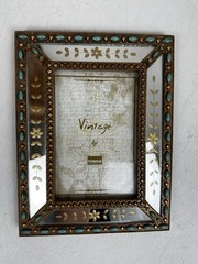 Vintage Style Mirrored Floral Picture Frame by Tunisia Italy