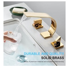 Becola Gold Color Wide Spread Faucet Modern Low Arch Thin New