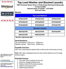 Ben’s Appliances Whirlpool Amana Maytag Washer BOARD REPAIR ONLY! Read Desc