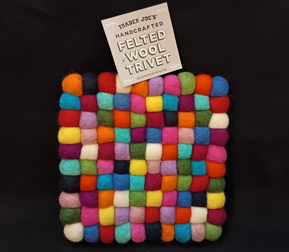 Trader Joe’s Handcrafted Multicolor Felted Wool Trivet 6.5in. x 6.5in – NWT
