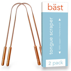 Tongue Scraper • 100% Copper (2 Pack) Premium Tongue Cleaner • Improve Oral Heal