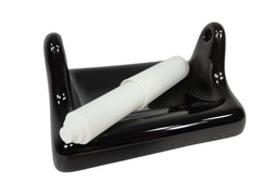 Black Ceramic TP Holder Toilet Paper Porcelain Mid Century Modern Vintage Retro