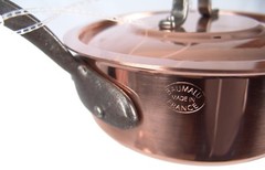 BAUMALU COPPER SAUTE PAN POT WITH LID 6 1/2“ MADE IN FRANCE WEIGHT 2lb 3oz
