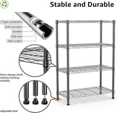 5-Tier Garage Rack Wire Unit Adjustable Storage Shelf Steel Heavy Duty Black 63″