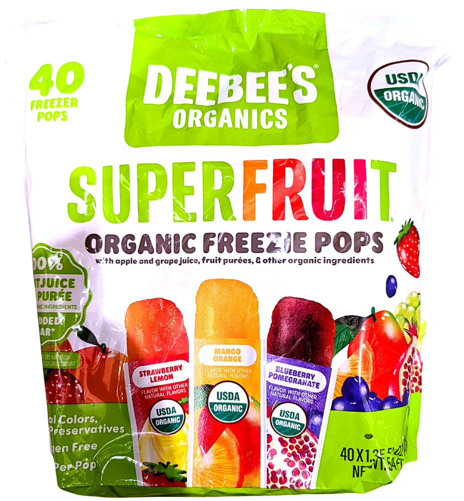 Deebee’s Organic Superfruit Freezie Pops Variety Pack 40 x 1.35 Fl Oz EXP 05/29