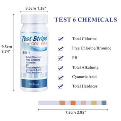 50pcs 3/6IN1 Chlorine Dip Test Strips Hot Tub SPA Swimming Pool PH Tester Paper
