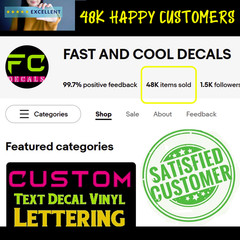 Custom Made Decal Vinyl Lettering Sticker, Car, Truck, Bus, Van – 20 Colors [7