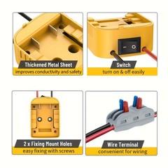 2-Pack Power Wheel Adapter with Fuse Switch Compatible with Dewalt 20V Battery