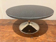 NEW Michael Aram Molten Cake Stand – Black Granite with Nickel Silver Base 11”