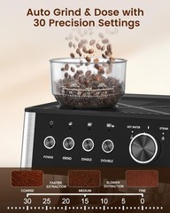 Electactic Espresso Machine with Grinder, 15 Bar Expresso Coffee Machines